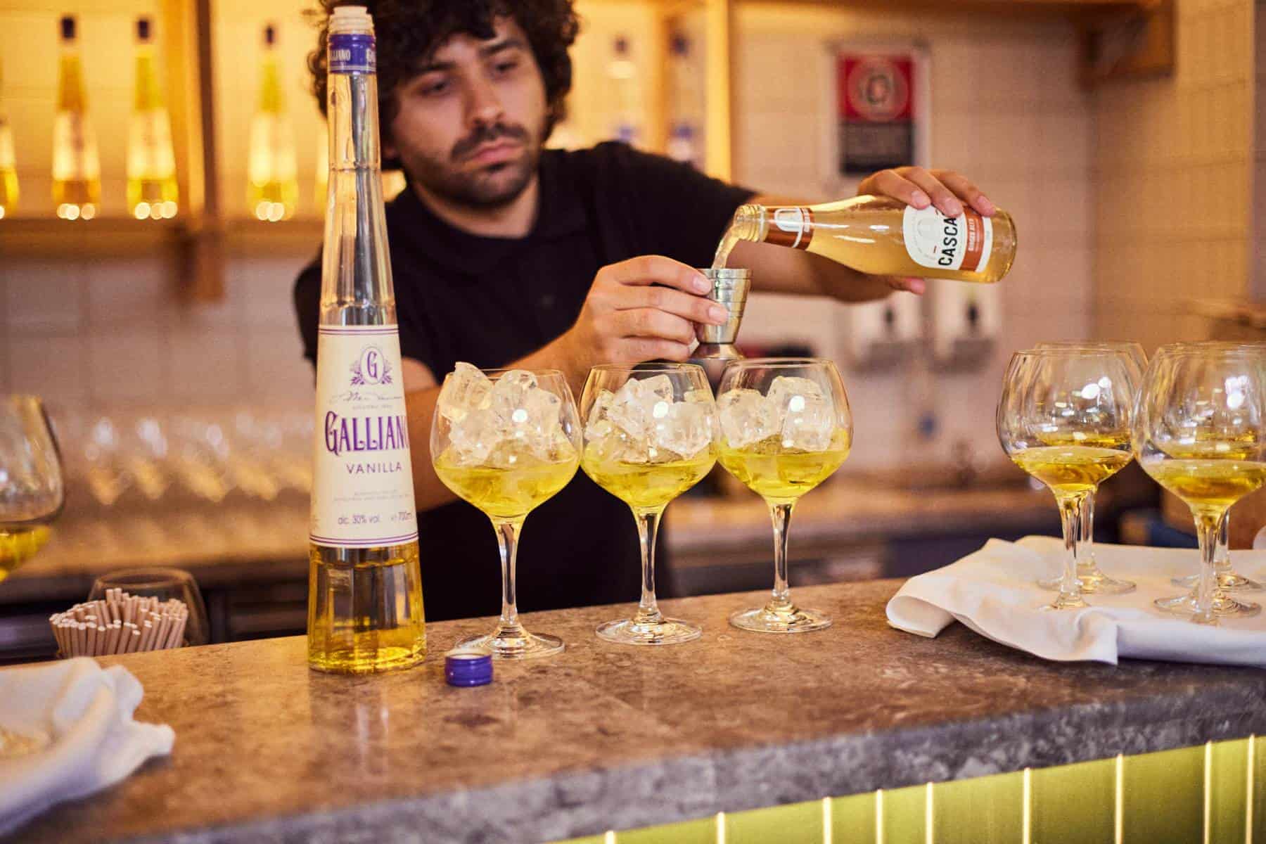 Vanilla liqueur cocktail making bartender